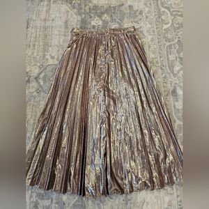 Metallic pleated A line skirt